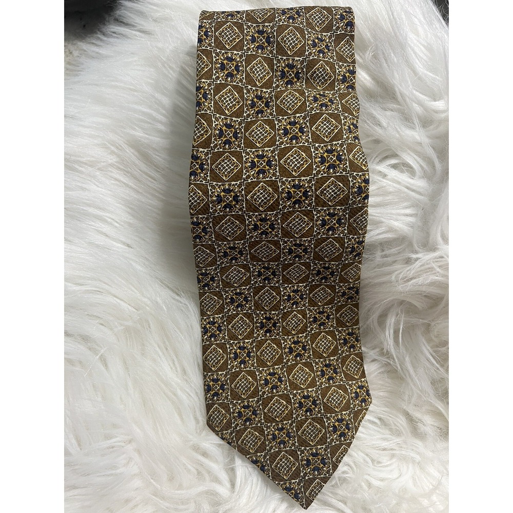 Vintage Valentino Silk Tie 1990s Floral Geometric Wide Necktie Made in Italy